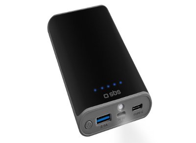 εικόνα για  Powerbank & Καλώδιο USB & USB TypeC SBS Compact Fast Charge 10.400 mAh 2.1A Μαύρο