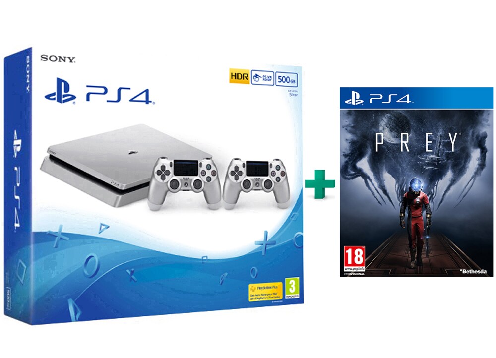 Sony PlayStation 4 500GB Slim Silver & 2ο χειριστήριο & Prey Public