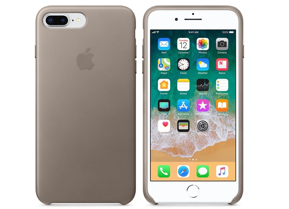 Apple iphone 8 plus / 7 plus leather case taupe