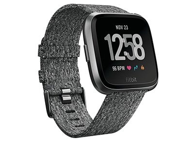 fitbit versa special edition smartwatch charcoal woven