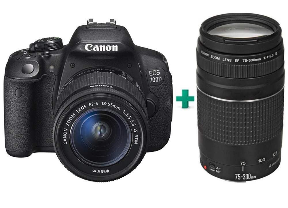 DSLR Canon EOS 700D Kit 18-55mm DC - Μαύρο & Canon EF 75-300 mm f/4 - 5 ...