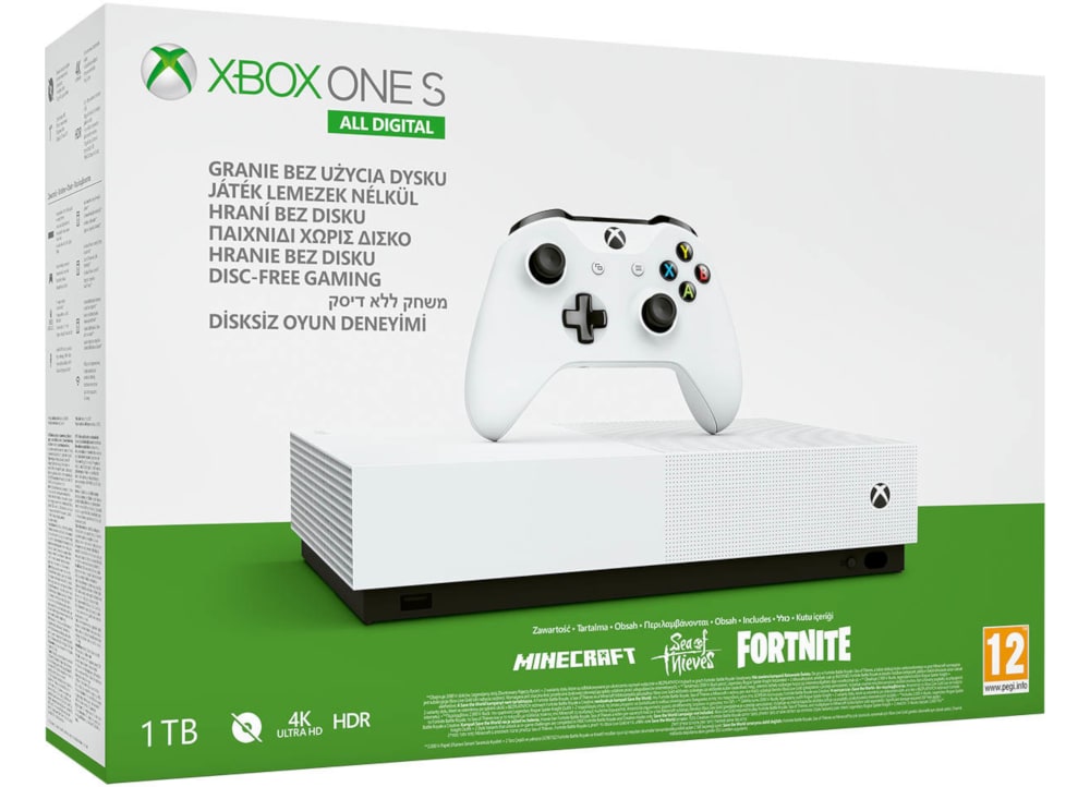 xbox one s all digital minecraft sea of thieves fortnite