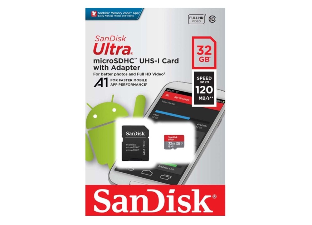 Карта памяти microsd sandisk ultra 32gb uhs i sdsqua4 032g gn6mn