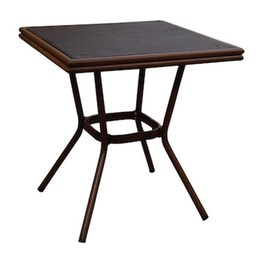 Τραπέζι Αλουμινίου 70x70 Bamboo Look Καφέ Με Γυαλί