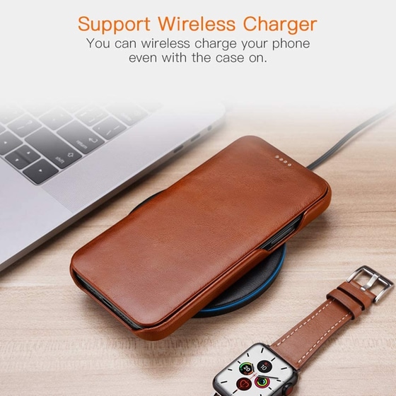 Θήκη Apple iPhone 12 Mini - Icarer Curved Edge Vintage Series - Brown image 3