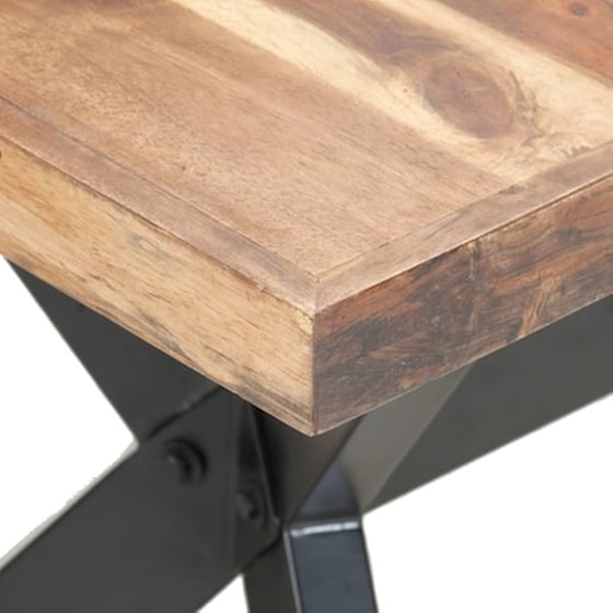 Τραπεζαρία Vidaxl από Μασίφ Ξύλο Με φινίρισμα Sheesham 160x80x75 cm - Μαύρη/Καφέ image 5