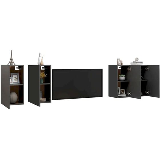 Έπιπλα Τηλεόρασης Vidaxl από Μοριοσανίδα 4 τμχ 30.5x30x60cm - Γκρι image 1