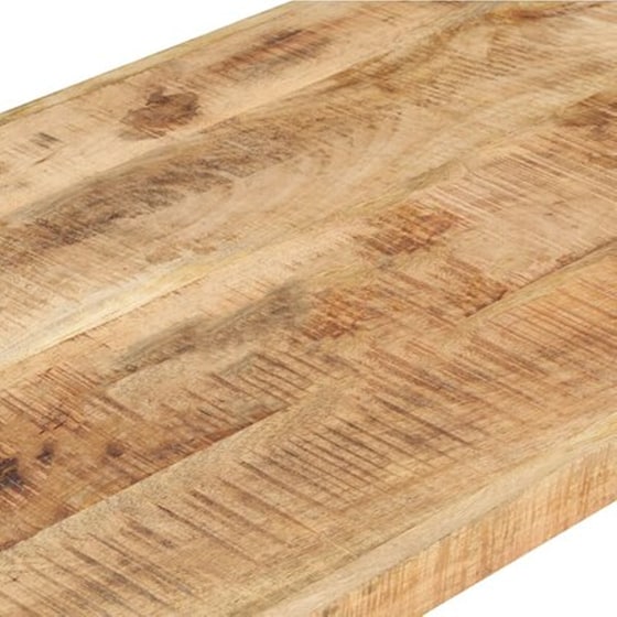 Τραπεζάκι Σαλονιού VidaXL από Ακατέργαστο Ξύλο Μάνγκο 120x60x40cm - Καφέ/Ασημί image 5