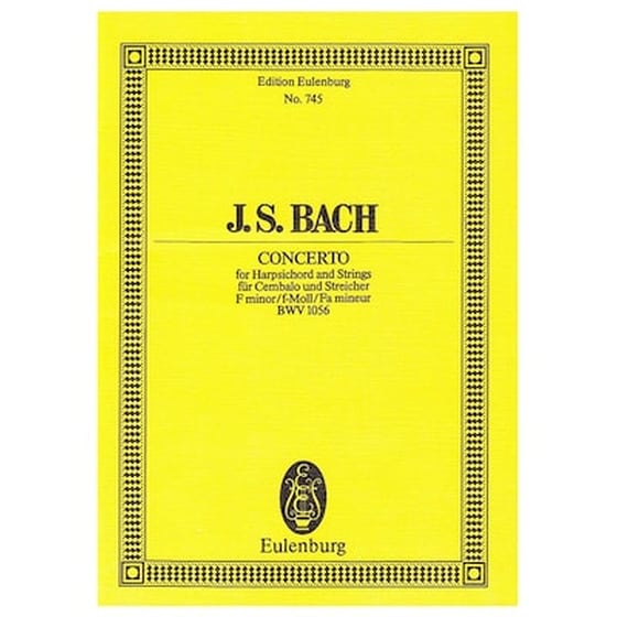 Βιβλίο Για Σύνολα Editions Eulenburg Bach - Concerto In F Minor Bwv1056 [pocket Score] image 0