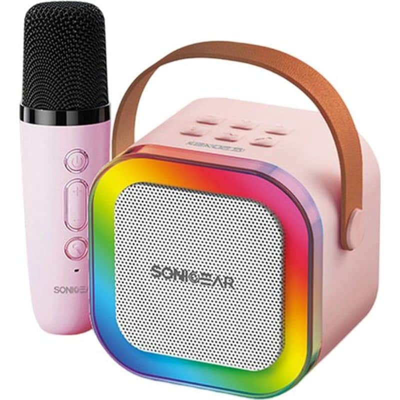 Karaoke Sonic Gear Iox K200 Bluetooth 5.1 Home Portable With Wireless Mic Pink