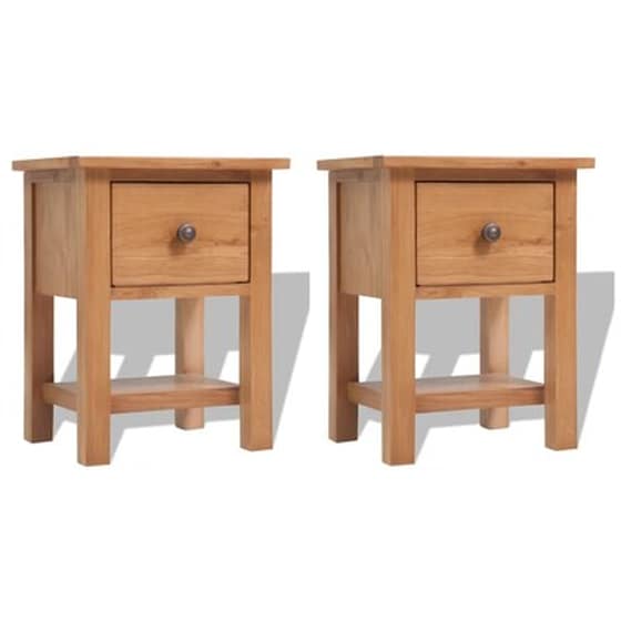 Κομοδίνο Vidaxl Από Μασίφ Ξύλο Δρυός Και Mdf 2τμχ 36x30x47 cm - Φυσικό image 1