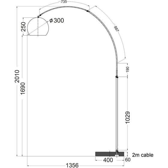 Φωτιστικό Δαπέδου Aca Matilda από Μέταλλο/Γυαλί 30x135.6x201 cm - Μαύρο/Λευκό image 1
