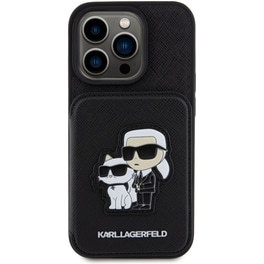Θήκη Karl Lagerfeld iPhone 15 Pro - Karl Lagerfeld Karl Choupette Saffiano Cardslots & Stand Case - Black