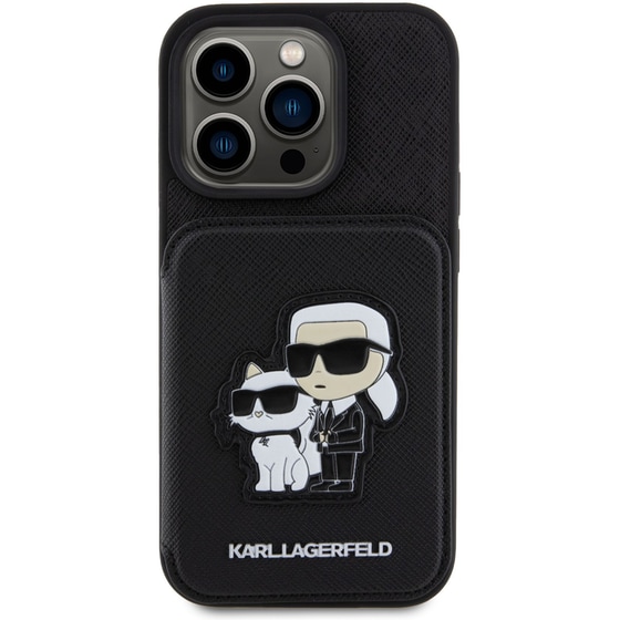 Θήκη Karl Lagerfeld iPhone 15 Pro - Karl Lagerfeld Karl Choupette Saffiano Cardslots & Stand Case - Black image 0