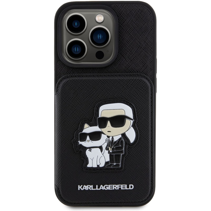 KARL LAGERFELD Karl Lagerfeld Karl Choupette Saffiano Cardslots Amp; Stand Case Θήκη Προστασίας Από Δερματίνη Με Υποδοχή Για Κάρτες Και Stand– Iphone 15 Pro (black – Klhcp15lsakcsck)