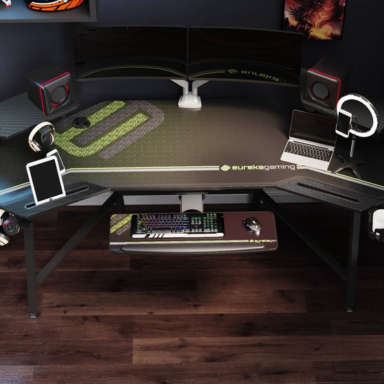 Γραφείο Gaming Eureka Ergonomic από Ατσάλι 180x76cm - Μαύρο image 6