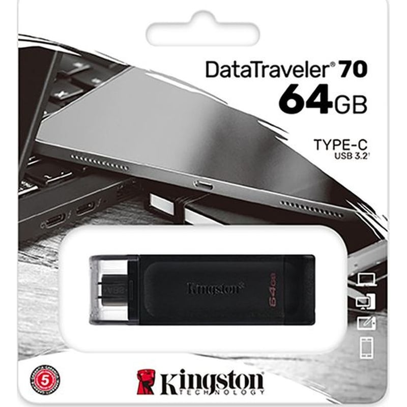 KINGSTON Kingston DataTraveler 70 64GB USB-C Flash Drive - Μαύρο