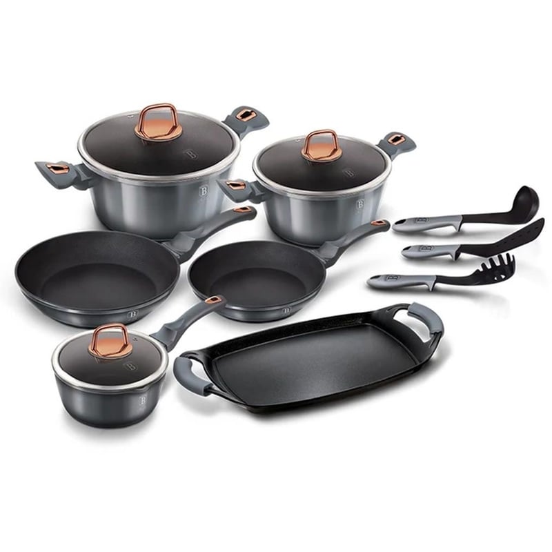 Σετ Μαγειρικά Σκεύη BERLINGER BH-6021 12 τμχ Γκρι