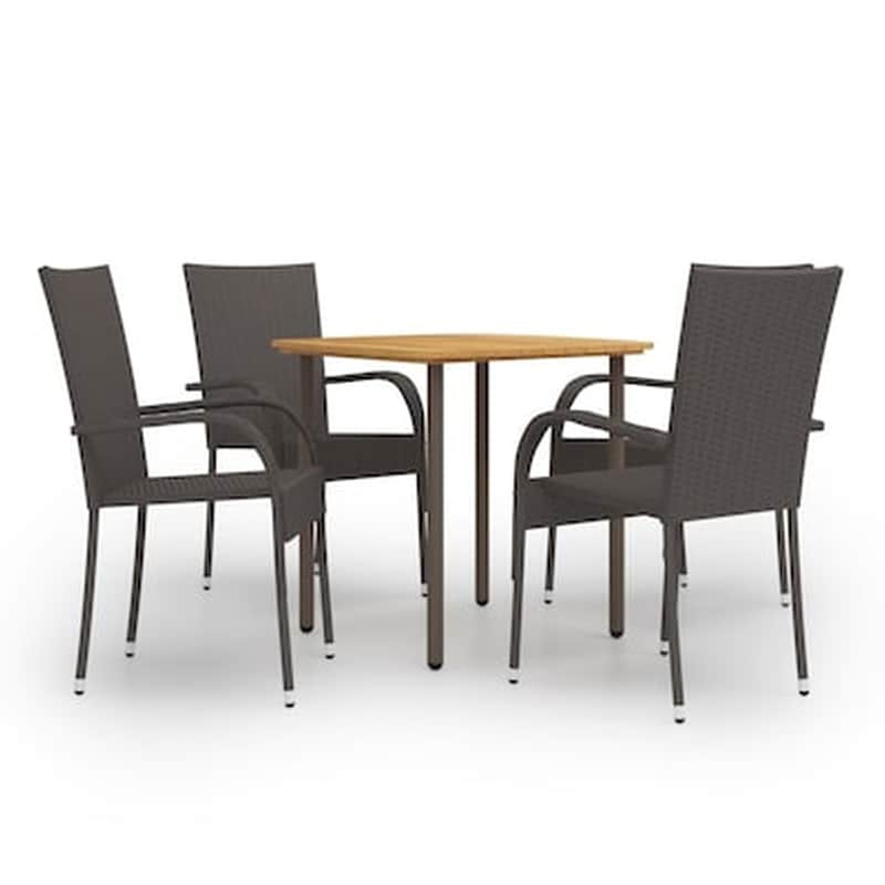VIDAXL Vidaxl Σετ Τραπεζαρίας Κήπου 5 Τεμαχίων Καφέ Από Συνθετικό Ρατάν