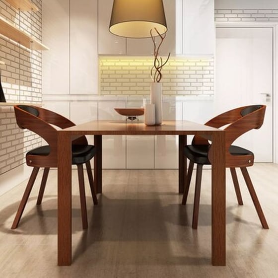 Καρέκλες Τραπεζαρίας Vidaxl από Συνθετικό Δέρμα 2 Τμχ - Καφέ/Μαύρο image 1