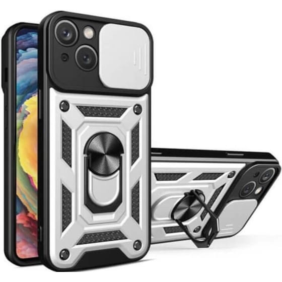 Θήκη Apple iPhone 15 - Bodycell Armor Slide Ring Holder - Silver image 0