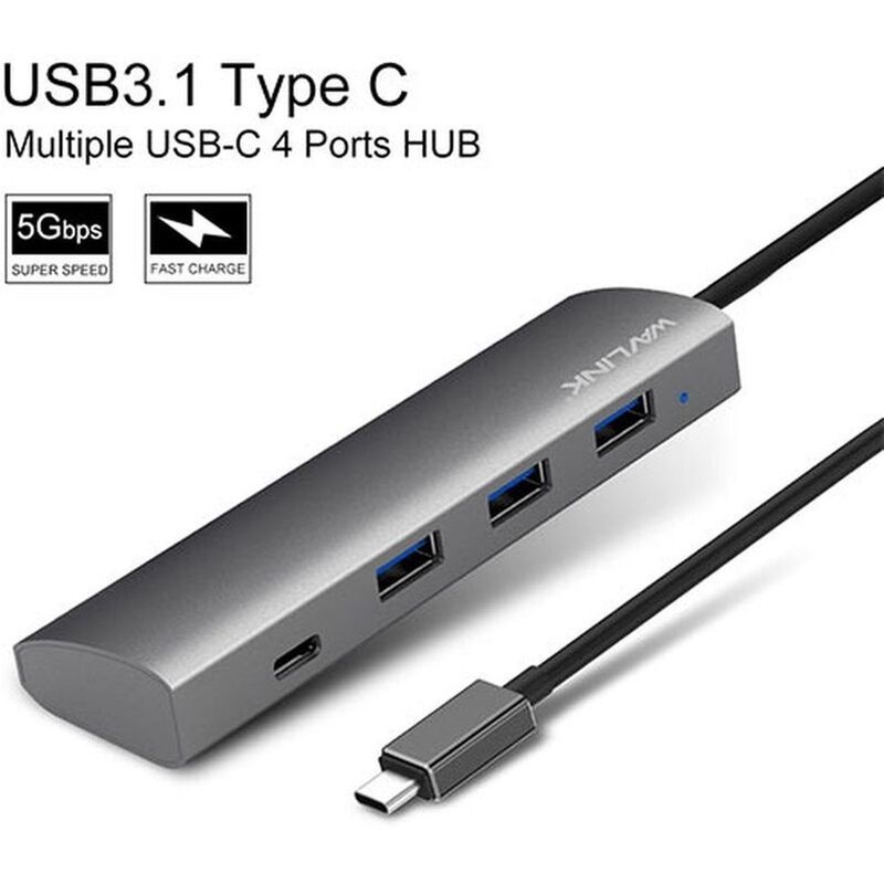 WAVLINK USB Hub Wavlink WL-UH3047C1 USB 3.0 με 4 θύρες - Ασημί