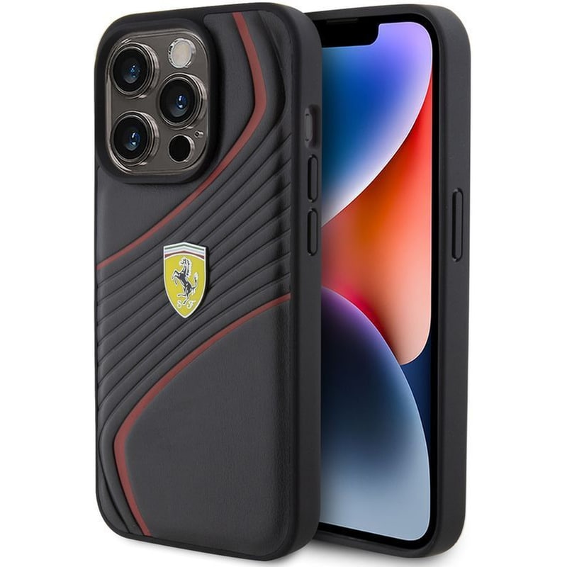 FERRARI Ferrari Twist Metal Logo Hard Case Θήκη Προστασίας Από Δερματίνη – Iphone 15 Pro (black – Fehcp15lptwk)