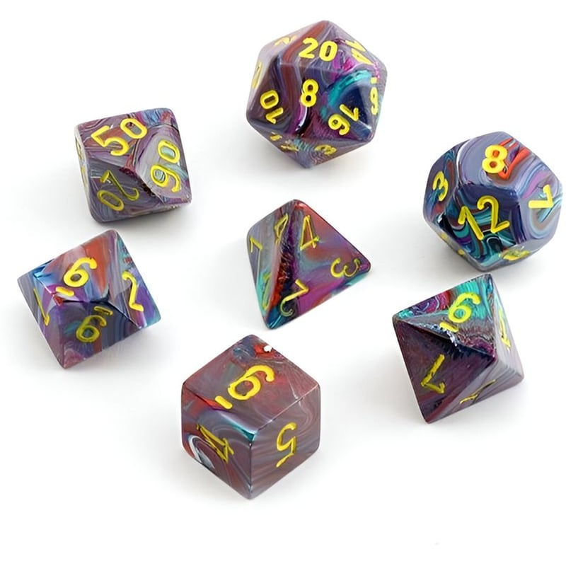 CHESSEX Festive - Mosaic/Yellow Mini 7-die Set CHESSEX