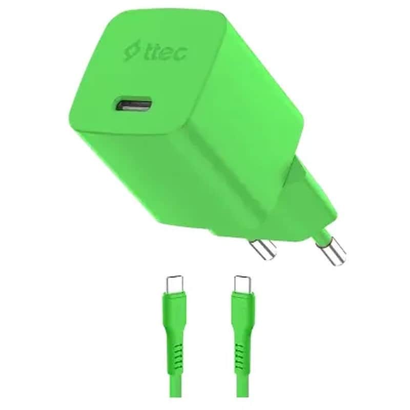 Φορτιστής Πρίζας Ttec 2SCG45CNY 45W με Καλώδιο USB-C - Neon Green