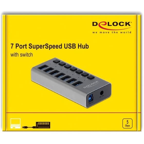 Delock 63669 USB Hub USB 3.0 με 7 θύρες - Γκρι image 3
