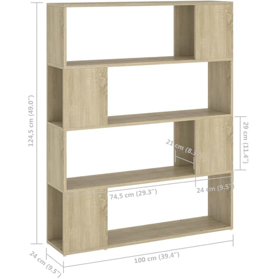 Βιβλιοθήκη VidaXL από Μοριοσανίδα 100x24x124 cm - Δρυς/ Sonoma image 5