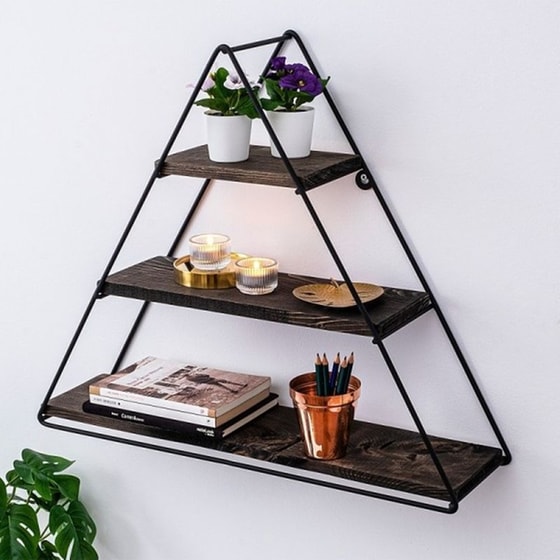 Ραφιέρα 24mall Gladiolo από Μέταλλο/Ξύλο 60x15x52 cm - Ανθρακί/Μαύρο image 2