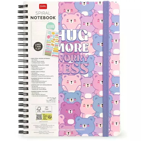 Σημειωματάριο Legami Ριγέ Σπιράλ Maxi Teddy Bear image 6