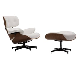 Πολυθρόνα Relax Woodwell C34827 με Σκαμπό από Συνθετικό Δέρμα - Λευκή