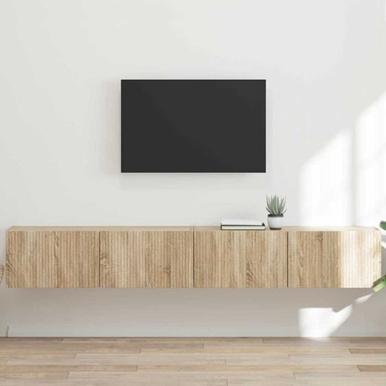 Έπιπλο Τηλεόρασης VidaXL Επιτοίχιο 2 τμχ 196 x 31 x 29,5 cm - Sonoma Δρυς image 2