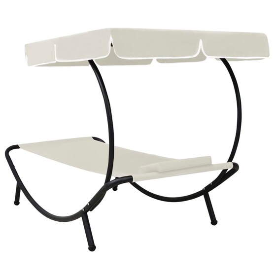 Ξαπλώστρα VidaXL με Σκίαστρο από Ατσάλι 200x90x112 cm - Μπεζ image 3