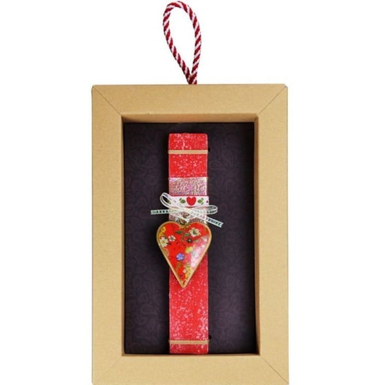 Λαμπάδα&nbsp;Synchronia&nbsp;Καρδιά&nbsp;Φλοράλ&nbsp;Μικρή&nbsp;Κόκκινο image 1