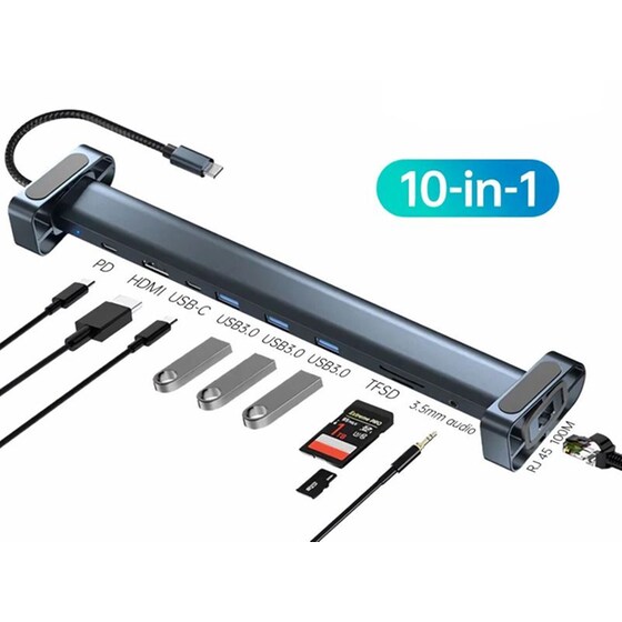 Docking Station Powertech PTR-0152 10 Θυρών -  Γκρι image 2