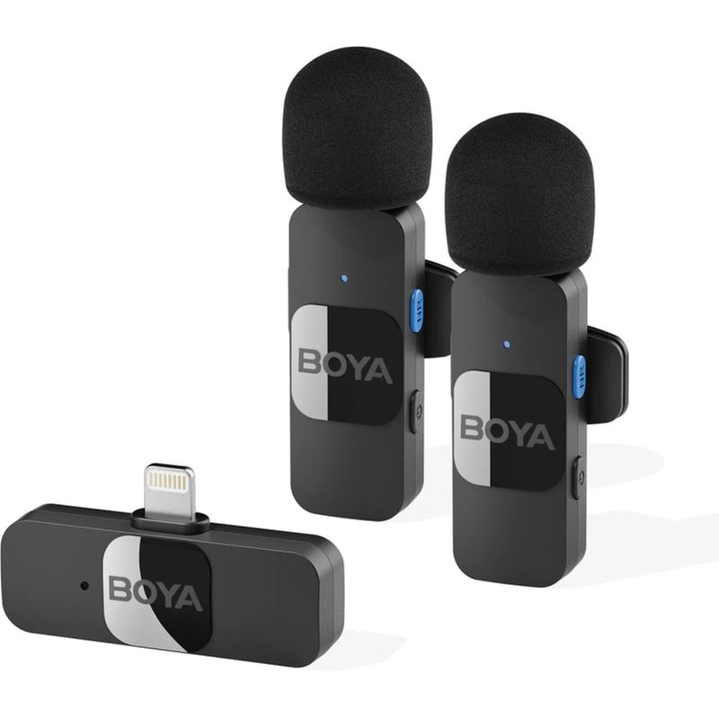 Σύστημα Διπλού Ασύρματου Μικροφώνου 2.4GHz με Lightning για iOS – Boya BY-V2