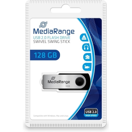 MediaRange 128GB USB 2.0 Stick Ασημί image 2