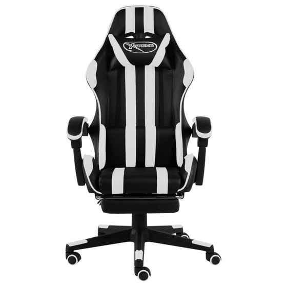 Gaming Καρέκλα VidaXL Racing με Υποπόδιο από Τεχνητό Δέρμα - Μαύρο/Λευκό image 1