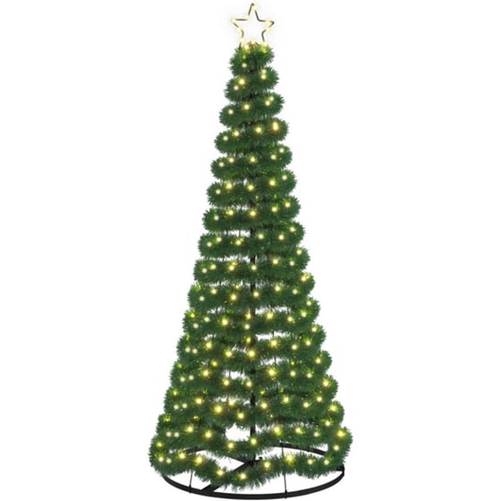 Vidaxl Χριστουγεννιάτικο Δέντρο Με Tinsel, Led Και Βάση Ekenas 180 Εκ. image 0