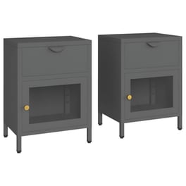 Κομοδίνο Vidaxl Μεταλλικό 2τμχ 40x30x54.5 cm - Ανθρακί
