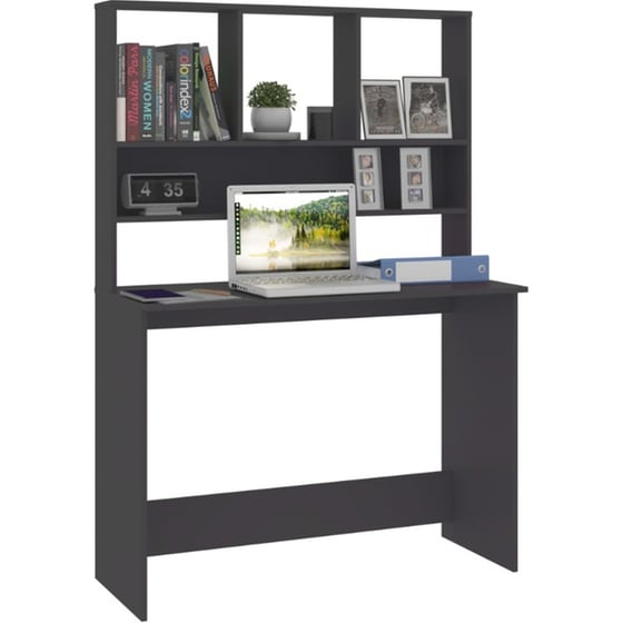 Γραφείο VidaXL με Ράφια από Μοριοσανίδα 110x45x157 cm - Γκρι image 1