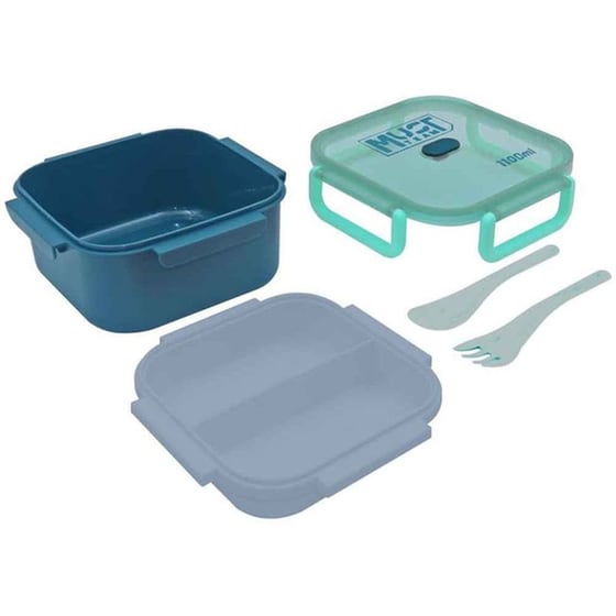 Φαγητοδοχείο Must Πλαστικό με Πιρούνι και Κουτάλι 1100ml (1 Τεμάχιο) image 3