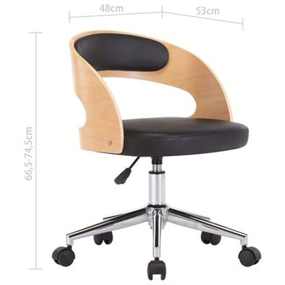 Καρέκλα Τραπεζαρίας Vidaxl από Λυγισμένο Ξύλο/Συνθετικό Δέρμα Περιστρεφόμενη - Μαύρη image 6