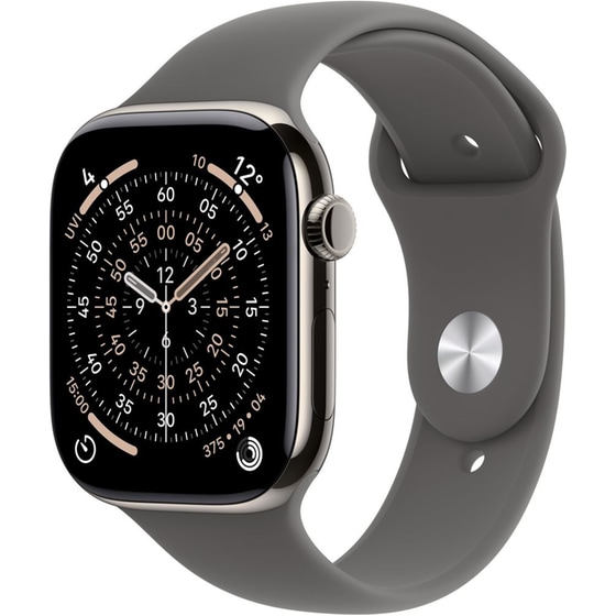 Apple Watch Series 11 GPS + Cellular 42mm Natural Titanium Case with Stone Grey Sport Band - S/M image 0