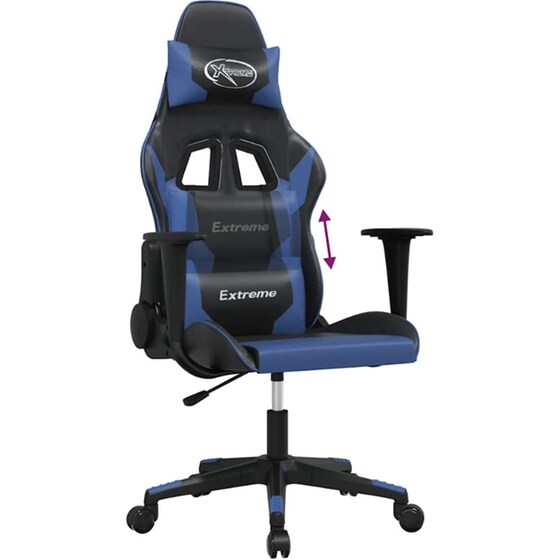 Καρέκλα Gaming VIDAXL 345445 με Ρυθμιζόμενα Μπράτσα από Τεχνητό Δέρμα - Μαύρο / Μπλε image 5