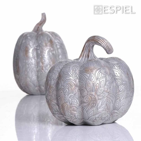 Διακοσμητικό Χώρου Espiel Κολοκύθα 16.5x16.5x25 cm - Ασημί image 1