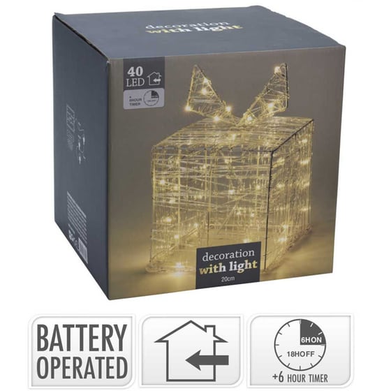 Χριστουγεννιάτικο Διακοσμητικό Κουτί Με Led (20x20x20) K-m Ax8106560 20x20x20 image 1